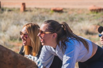 Taylor Smith participating in teambuilding activities at Sedona Mago Center