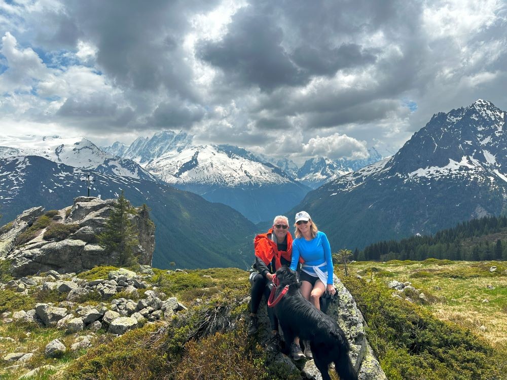 Laurie Sharp and her partner, Hugh, hiking in France