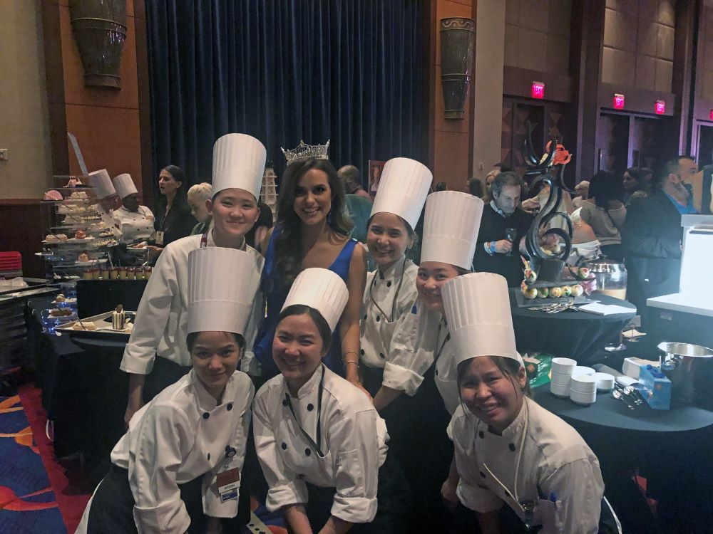Mohegan Sun Culinary Internship Program Students With Miss America. Photo Credit: Mohegan Gaming