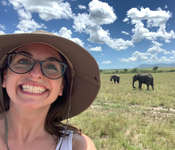 Ashley Lawson with elephants in the background