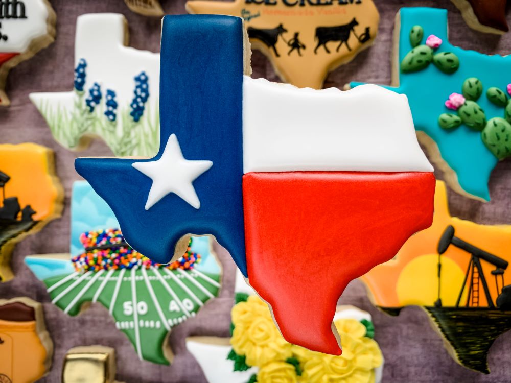 Cookies in the shape of Texas
