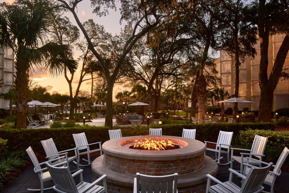 Firepit in the Omni Hilton Head Oceanfront Resort Courtyard