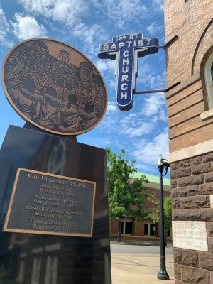 Photo of 16th Street Baptist Church memorial, Birmingham, Alabama.