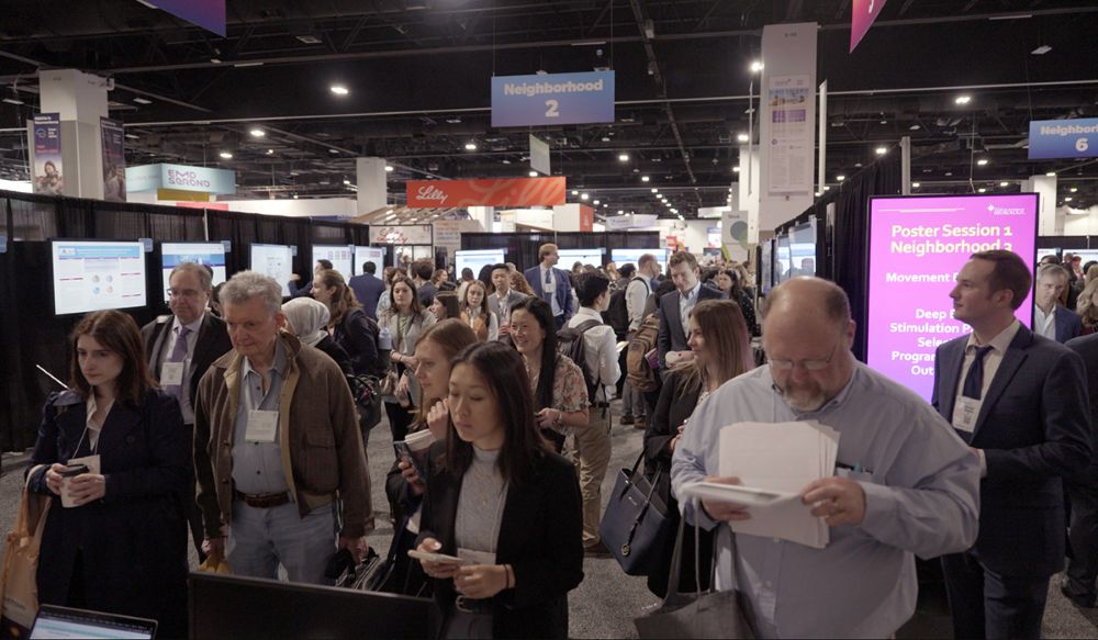 Crowded poster session on the exhibit for at American Academy of Neurology annual meeting.