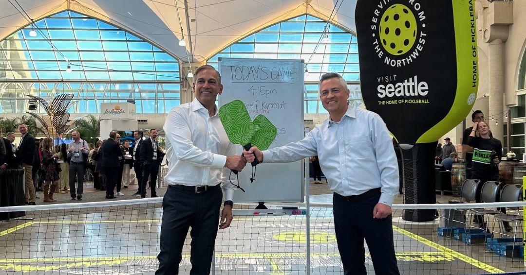 Sherrif Karamat (left) and Leonard Hoops (right) Playing Pickleball 