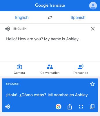 A quick example of Google Translate’s easy functions