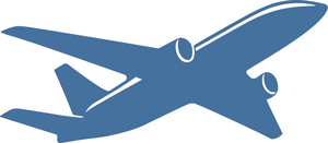 Infographic of of a jet airliner in light blue.
