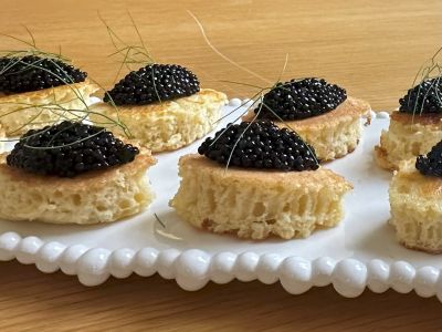 Arrival canapés at Château La Borde en Sologne in France