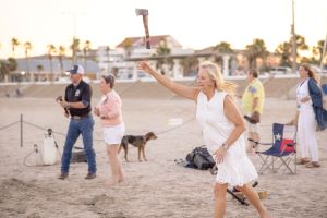 Ax throwing on a Corpus Christi beach.