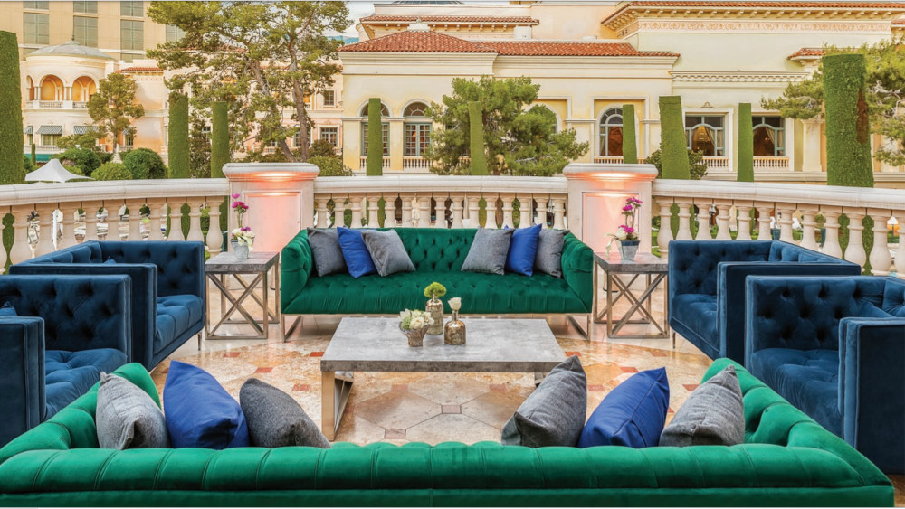 Outdoor patio setup at the Bellagio