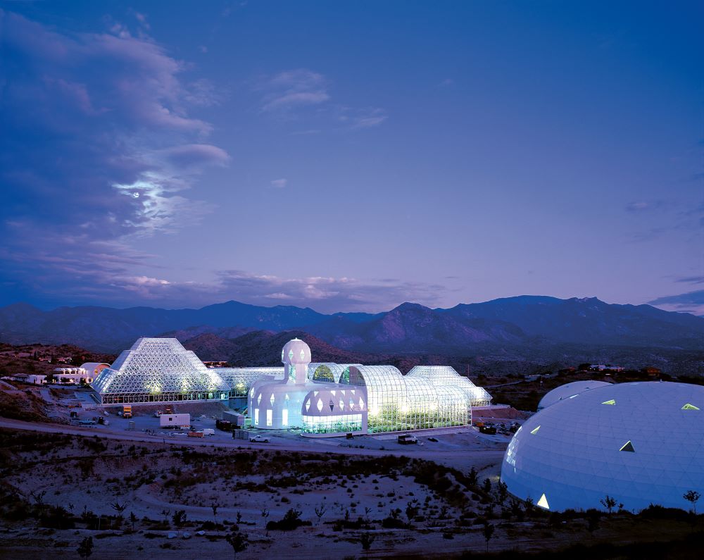 Biosphere 2 at night