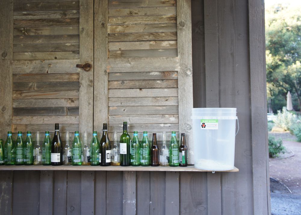 Bottles to Bunkers, Laguna Beach, row of bottles.