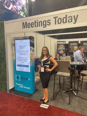 Brandit's Brittney Bryant at Meetings Today 2022 IMEX America booth.