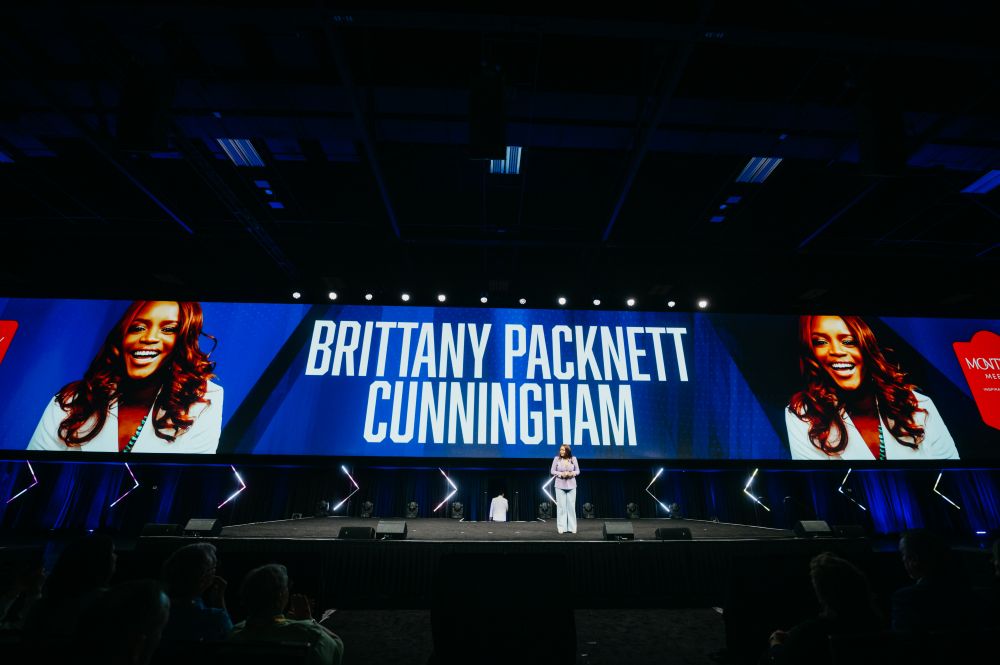 Photo of Brittany Packnett Cunningham keynote address.