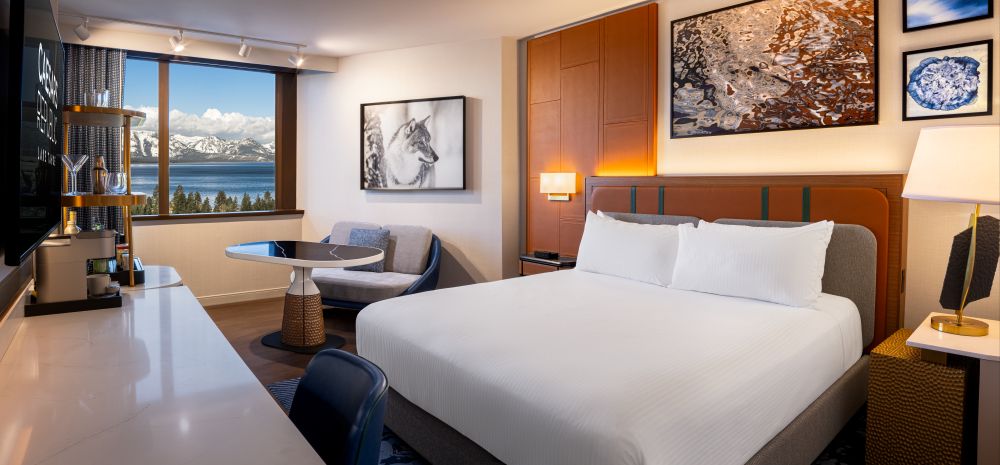 Rendering of model room at Caesars Republic Lake Tahoe Hotel & Casino. 