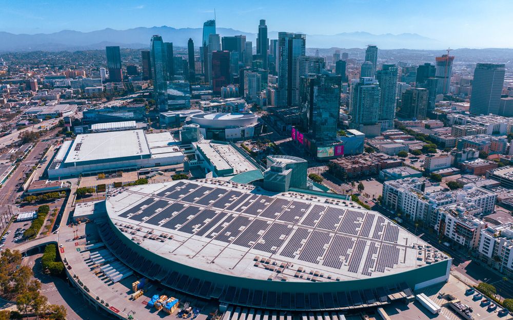 Aerial photo of Los Angeles Convention Center.