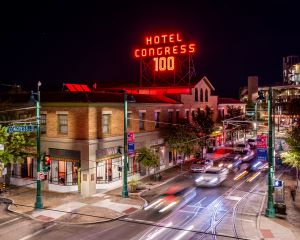 Downtown Tucson at night.