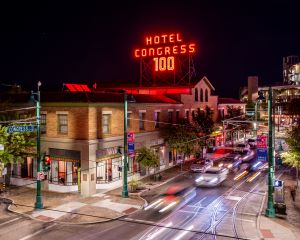 Downtown Tucson at night.