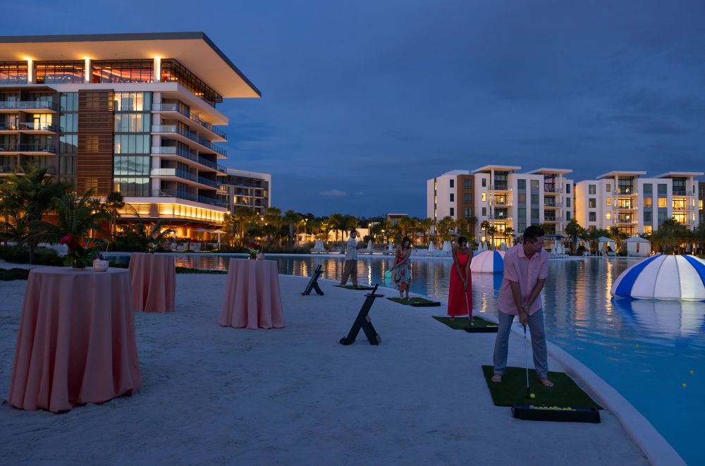 Conrad Cosmic Golf at sunset 