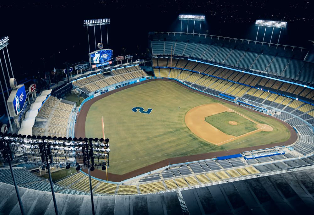 Dodger Stadium aerial photo.