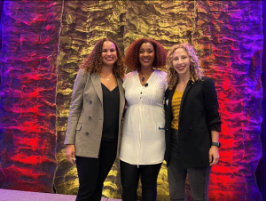 Photo of Dr. Alana Dillette (Left) with Evita Robinson (Center), Founder of Nomadness Travel Tribe and Dr. Stefanie Benjamin, Co-Director of Tourism RESET.