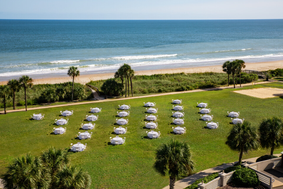 Event setup on Palmetto Lawn at DoubleTree Resort by Hilton Myrtle Beach Oceanfront