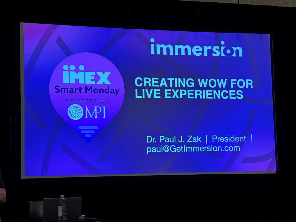 Dr. Paul J. Zak's Smart Monday Presentation. 