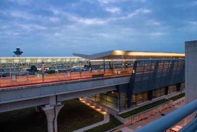 Dulles Station from East Parking Garage Facing Airport. Credit: Metropolitan Washington Airports Authority