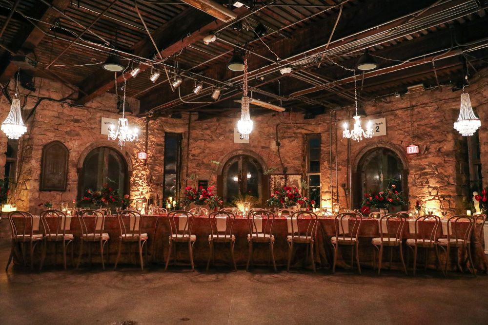 Photo of Eastern State Penitentiary Historic Site set up for an dining event.