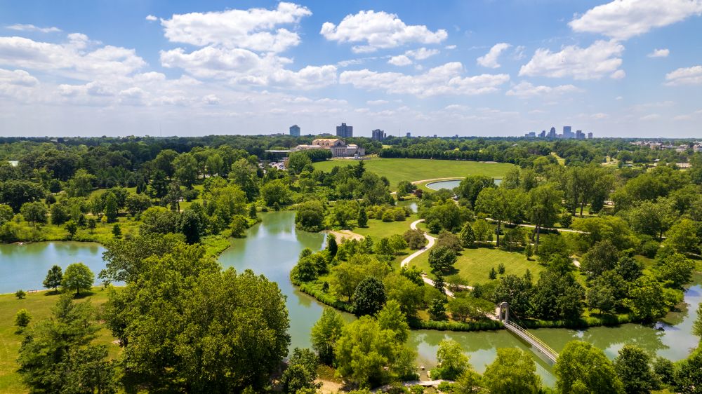 Aerial photo of Forest Park, St. Louis.