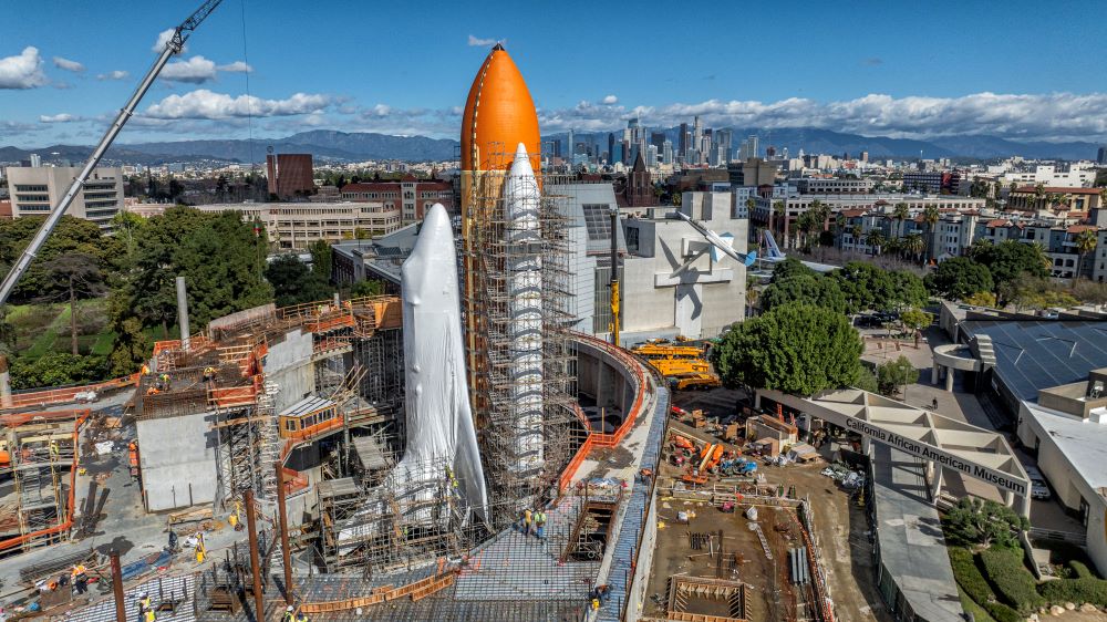 Photo of Space Shuttle Endeavour in Los Angeles.