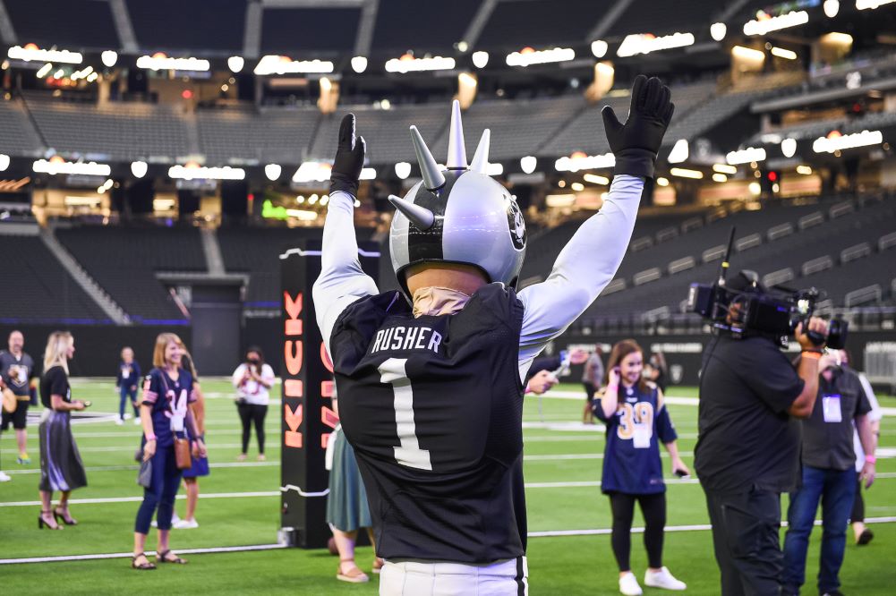 Event on the field with the Raiders mascot