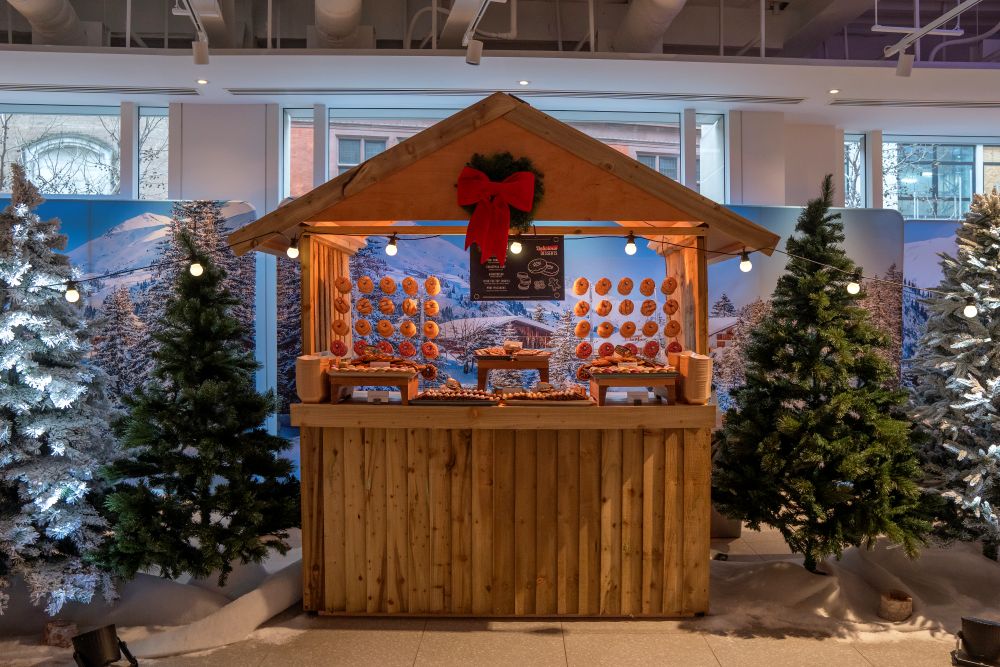A stall from the Convene Christmas Market activation in London.