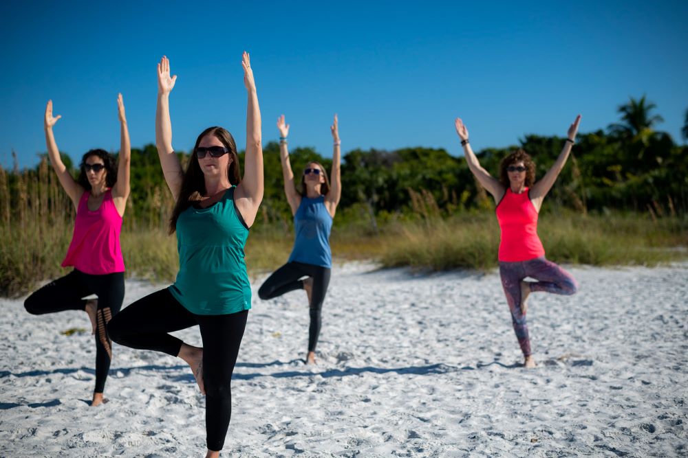 Beach yoga on Fort Myers Beach