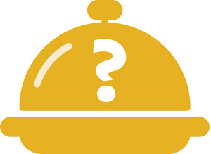 Infographic of a serving platter with a question mark in the middle.