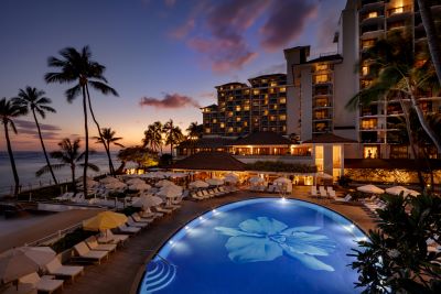 Halekulani Pool at Dusk. Credit: Halekulani