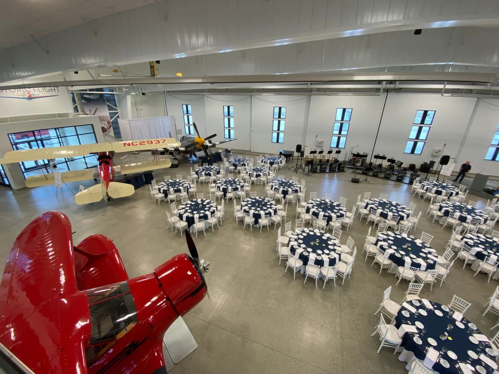 Event setup at Historic Flight Foundation in Spokane