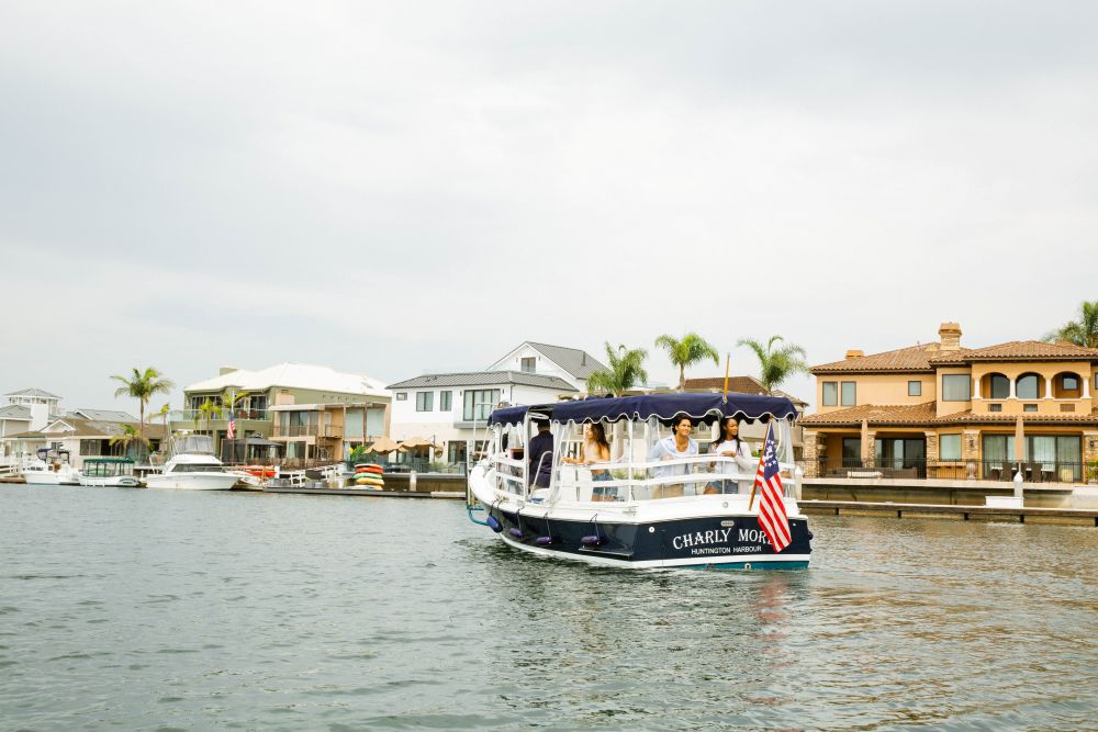 Huntington Beach Duffy boats. Credit: Visit Huntington Beach.