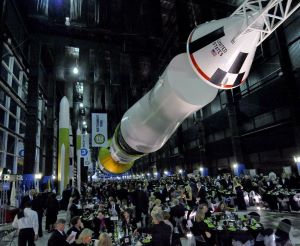 Event under Saturn Five rocket at Davidson Center, Huntsville, Alabama.