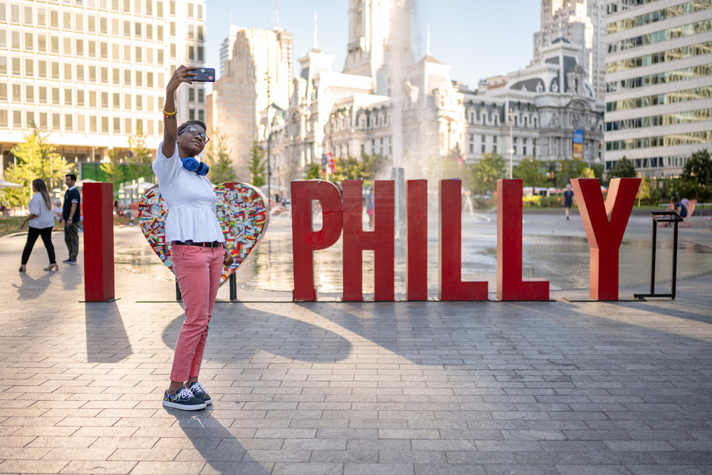 I Love Philly Sign Selfie