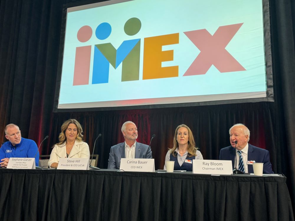 Photo of key participants at IMEX America 2023 press conference.