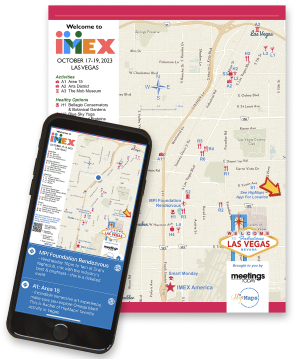 Graphic of HipMaps' Las Vegas HipMap for IMEX America 2023.