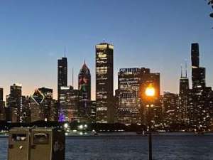 Chicago's Skyline Behind Lake Michigan