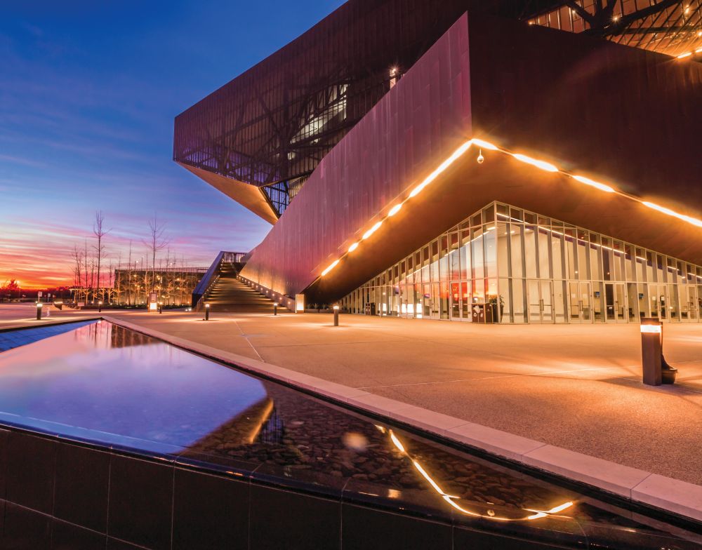 Front exterior of the Irving Convention Center at Las Colinas.