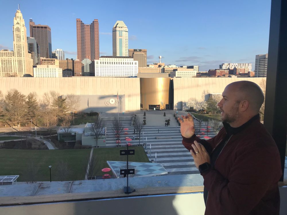 View of Center of Science and Industry from The Junto hotel.