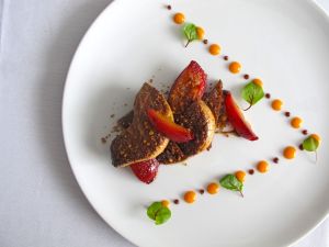 A colorful plated food item from La Chronique.