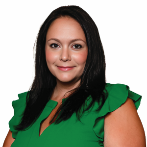 Photo of Laura Cloninger, in a green shirt with a white background.