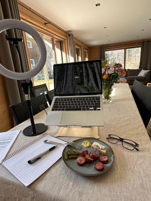 Laurie Sharp's work-from-home setup.