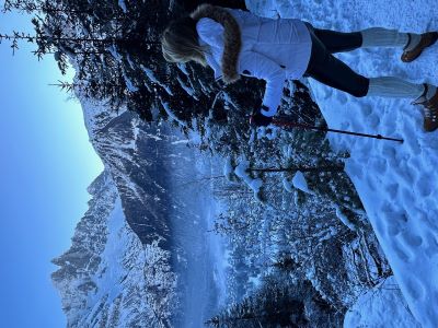 Laurie on a morning hike in France