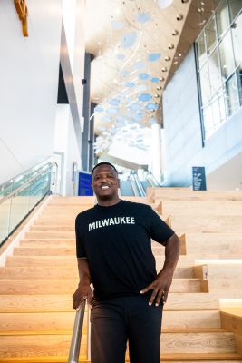 LeRoy Butler inside the Baird Center. Credit: Visit Milwaukee